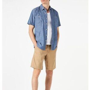 Amazon Essentials Men's Regular-Fit Short-Sleeve Chambray Shirt Cotton Large